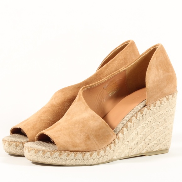 Vince Shoes - Vince Espadrille Peep Toe Platform Wedges Heels